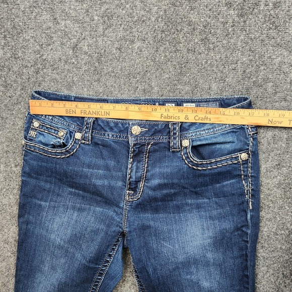 Miss Me Jeans Womens 33 Medium Wash Mid Rise Straight Embroidered Pockets Denim - Picture 5 of 9